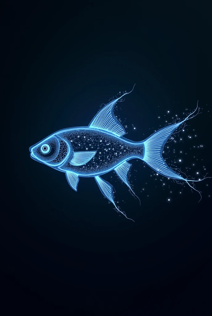 make a silhouette of a fish with electric circuit drawing