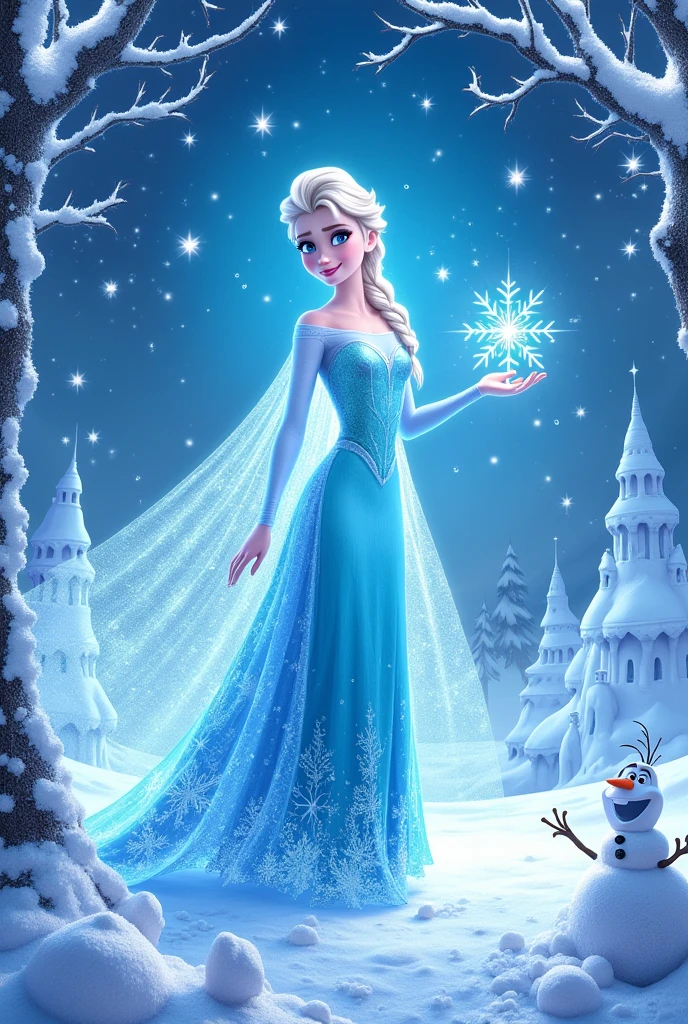 A double digital Frozen-themed birthday invitation with nothing written on it