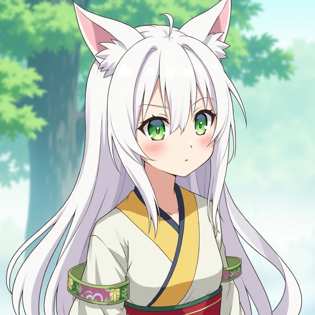 Summarized in the following list：

- **name**: Shibina
- **appearance**:
  - Hair color: White hair
  - Eye color: Green
  - Gender: Women - A haori suitable for an Imperial Princess - Features: beautiful girl、Long Hair、White beast ears
- **character**:
  - Friendly - Kind - Calm-minded - **Portrait**: Cute tone of voice
- **age**: 7 years old
- **height**: 114cm
- **body weight**: 23kg
- **Race**: Shinma race
- **Identity**: Divine Realm Emperor Divine Rank Head Demon and Eighth Princess **background**: A place surrounded by nature、
- **Anime characters
