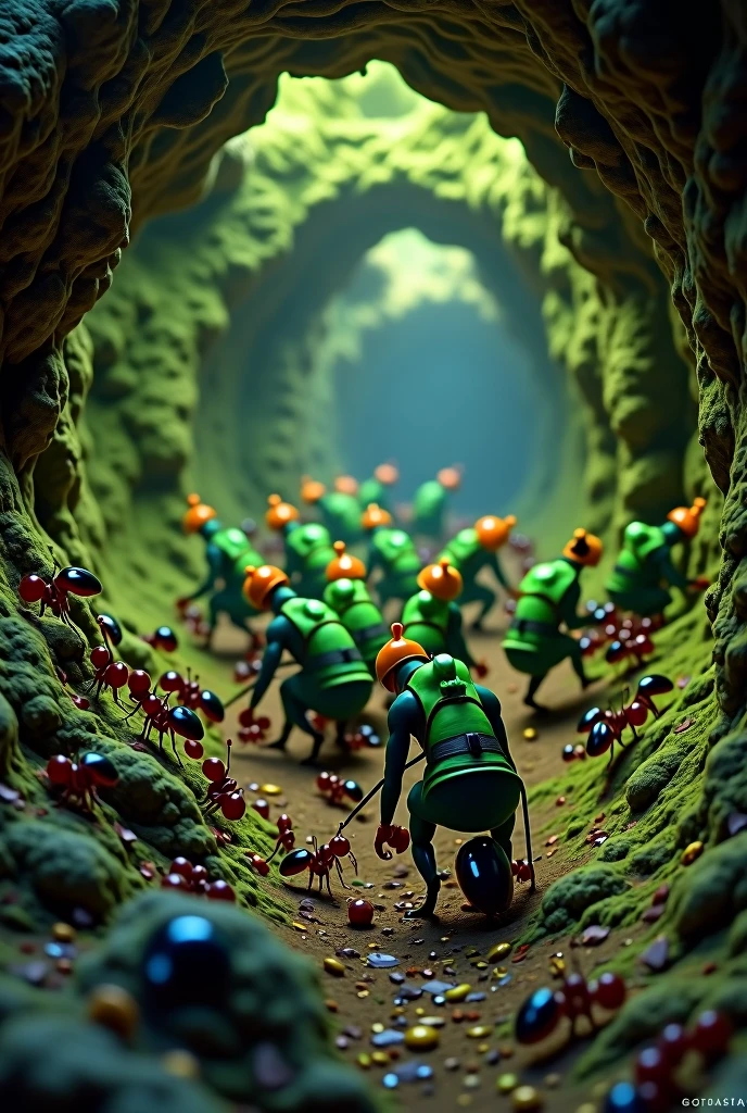 ((best qualityer, 8k, work of art :1.3)), a plastic army, plastic man, plastic war, muitos personagens Unripes, Unripe, anime model, small, in a forest, fish eye in the environment, raising the focus on them, camera from below, armed