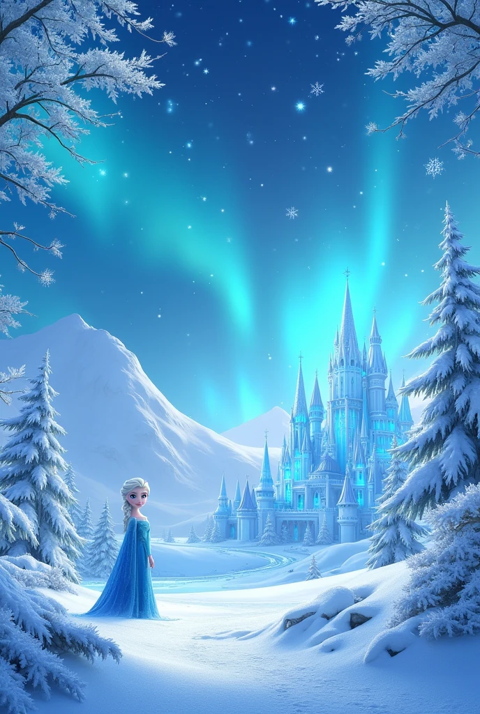 A double digital Frozen-themed birthday invitation with nothing written on it