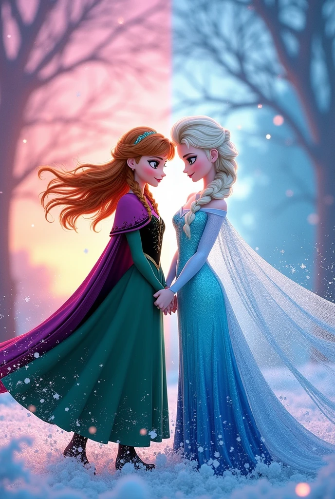 A double digital Frozen-themed birthday invitation featuring Anna and Elsa with no text.