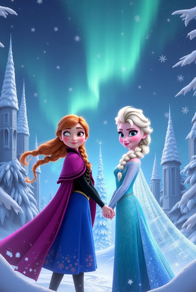 A double digital Frozen-themed birthday invitation featuring Anna and Elsa with no text.