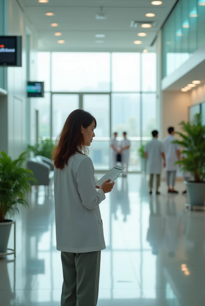 hospital lobby with medical certificate