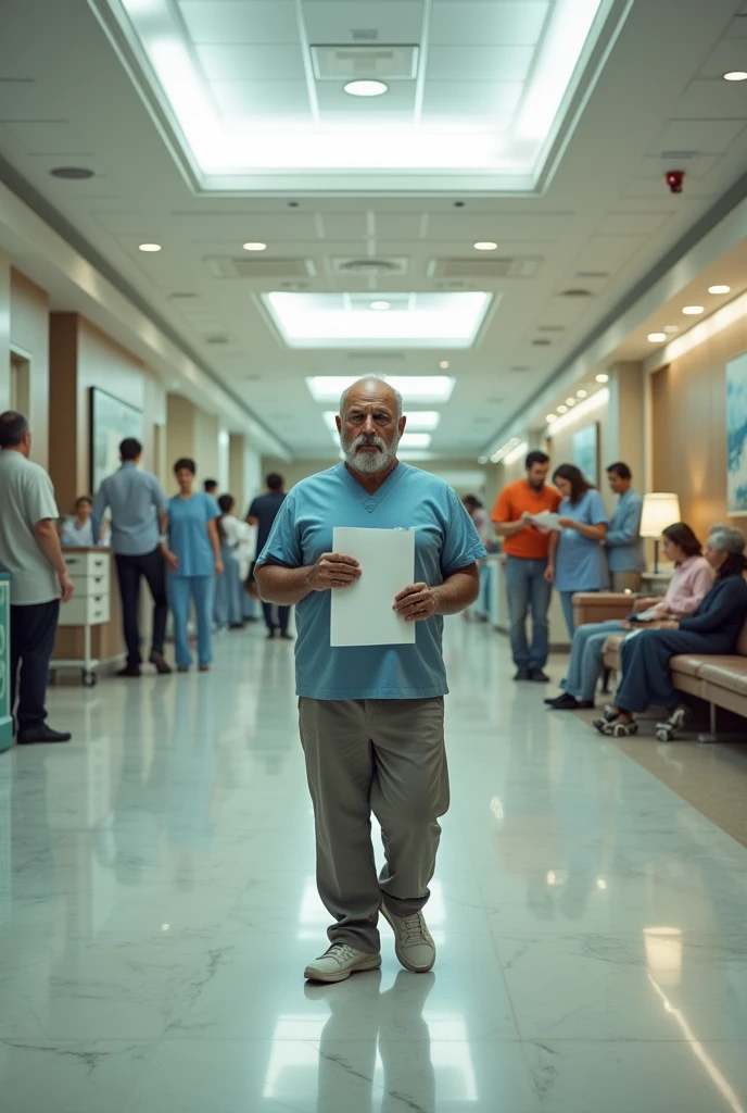 hospital lobby with medical certificate in my hand