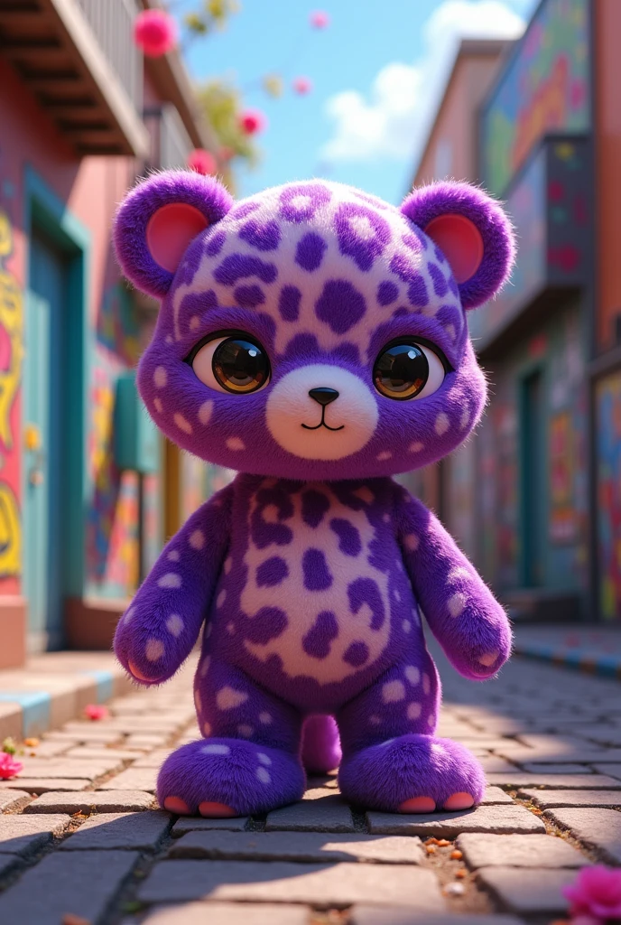 Domo Kun with leopard print and purple base color 
