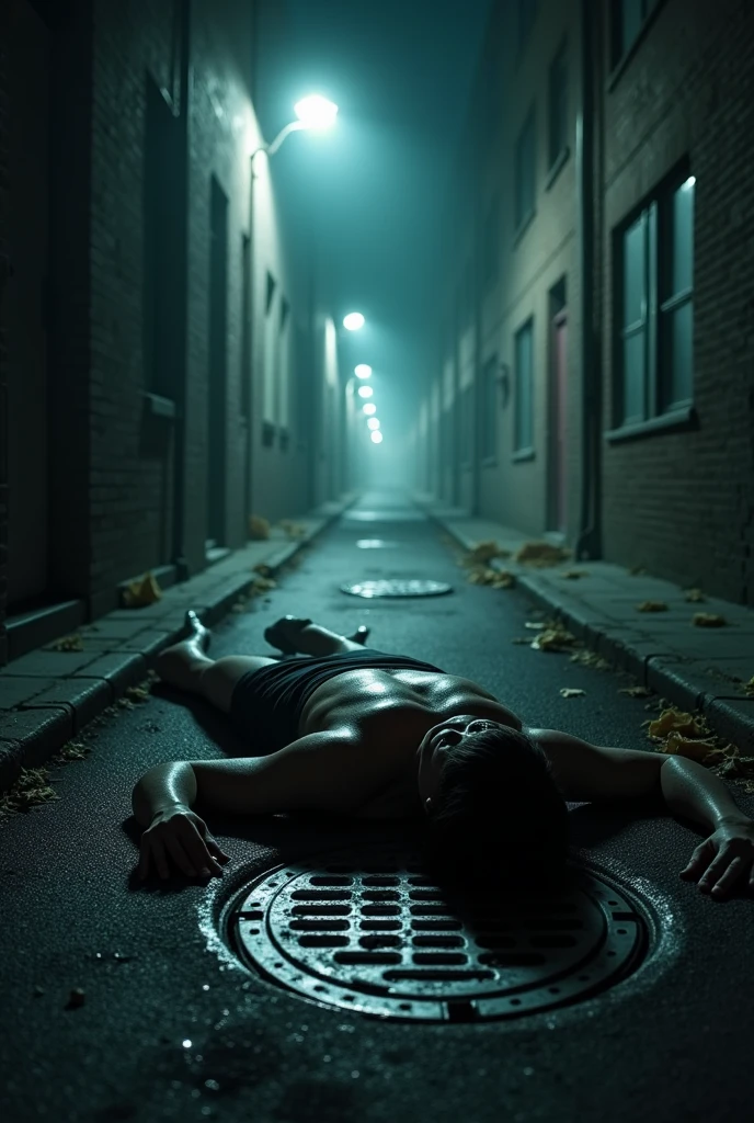 4k, ultra realistic, realistic, textured skin, crime scene, rated pg, dead body