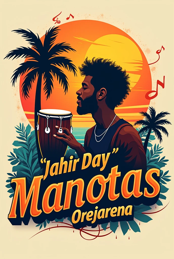 A logo for a musician who Jahir day "Manotas" Orejarena and that he has some congas 