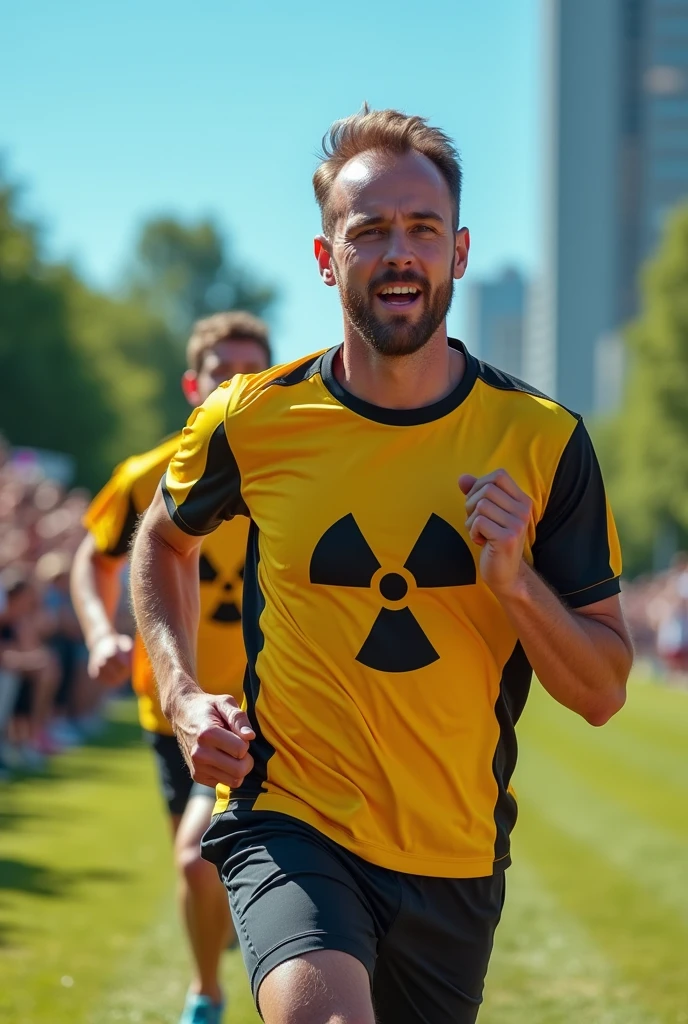 Yellow and black radiation sports t-shirts