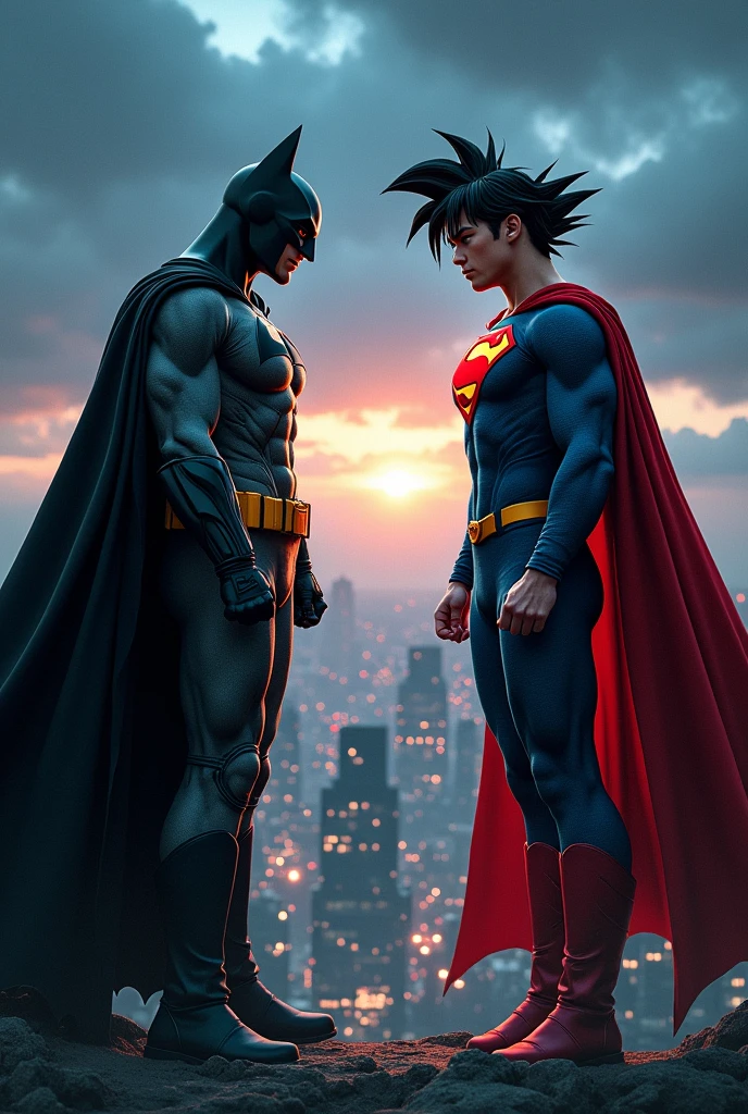 Picoro in a Batman suit vs Goku in a Superman suit