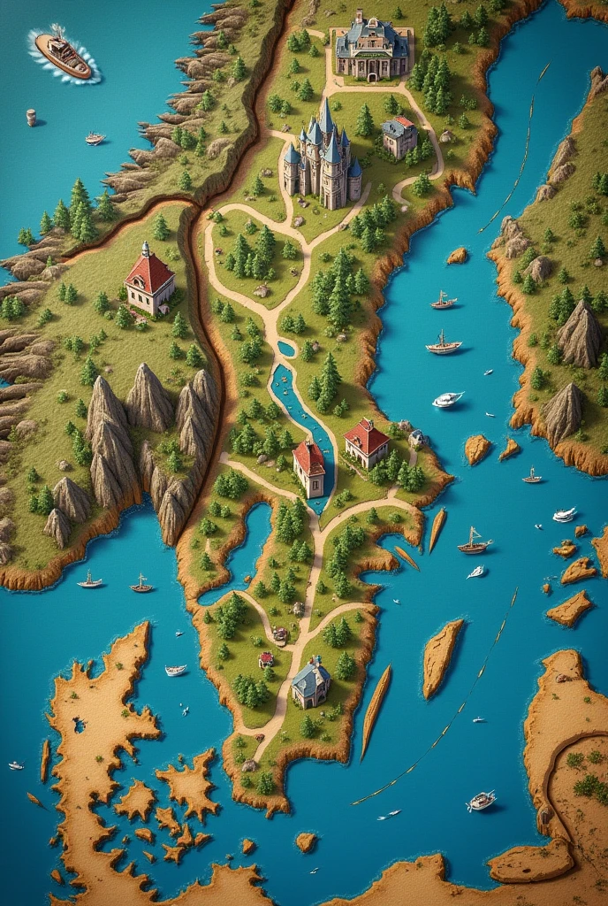 Make me a map with an invented country in the Baltic Sea
