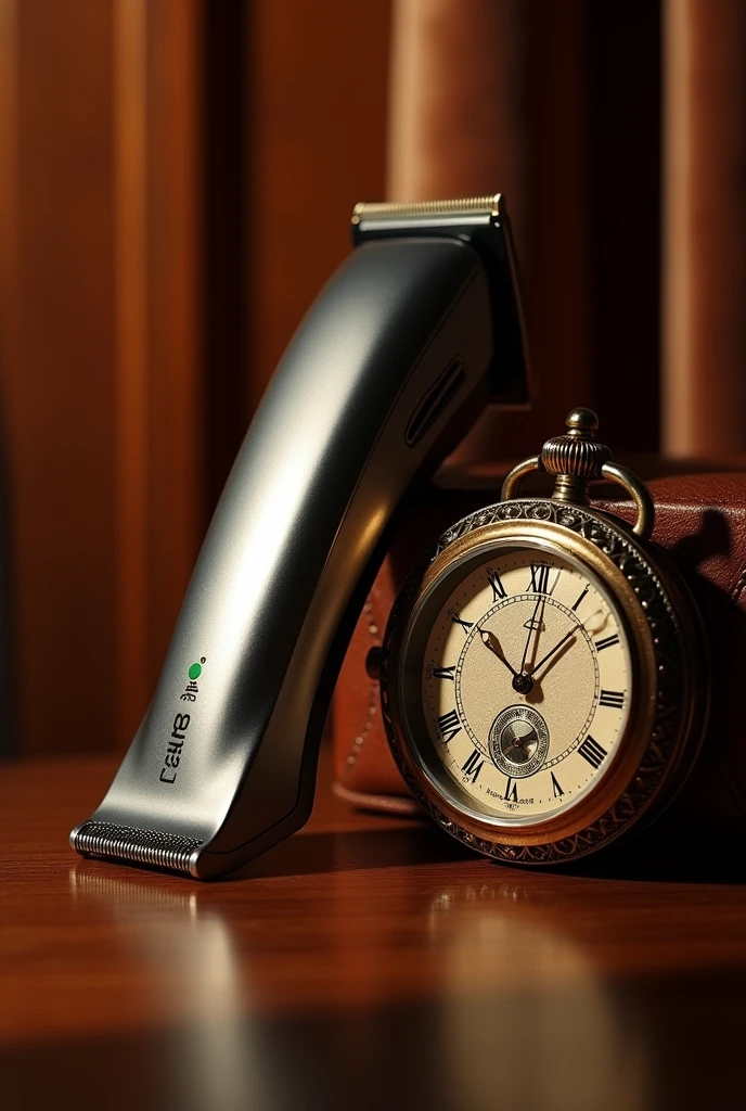 Modern hair clipper and an antique watch