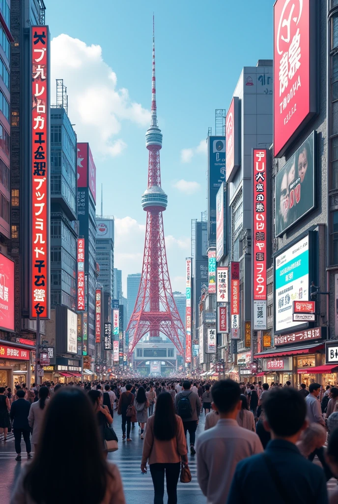 Realistic 3D photo of modern Japan without cherry blossom trees 