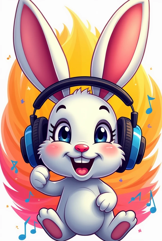 Logo kelinci memakai headset