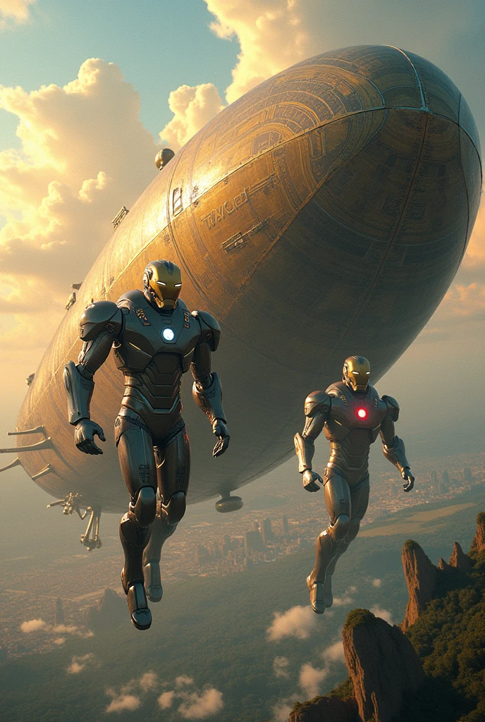 Iron men flying beside the taxhad