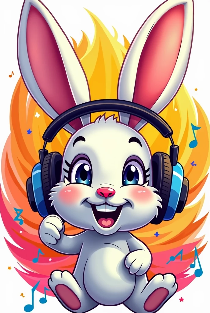 Logo kelinci memakai headset