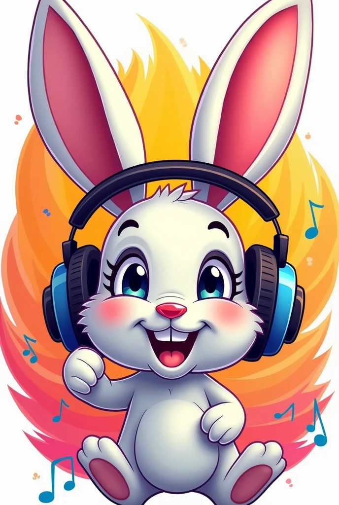 Logo kelinci memakai headset