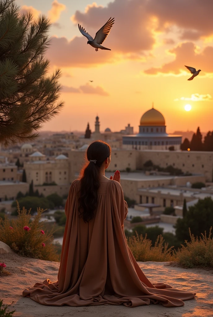woman praying on the Mount of Olives