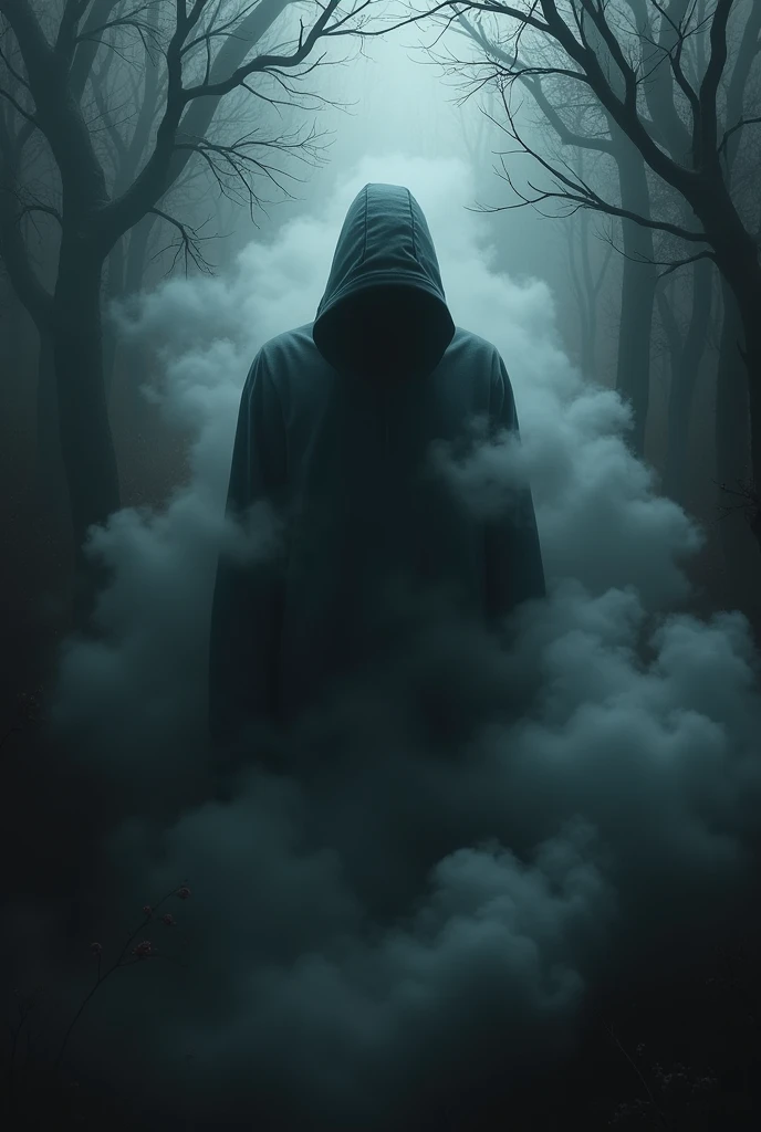 Create a dark book cover background, with smoke