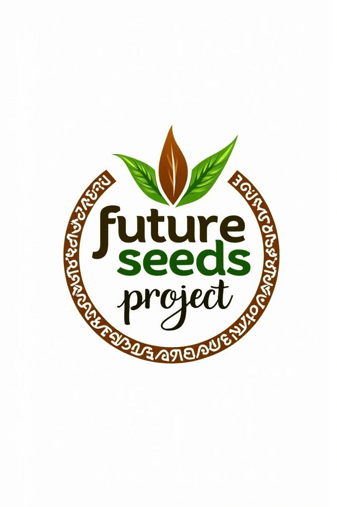 Create a logo using the term "Future Seeds Project" with indigenous features, in Portuguese