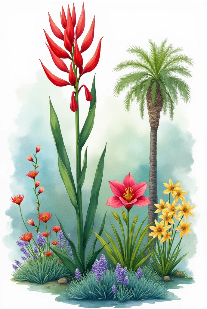 Chilean flora painted with watercolor 
