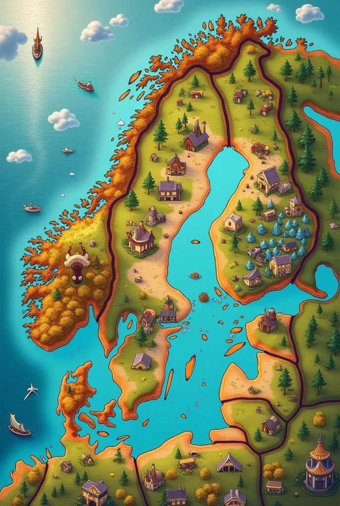 Make me a map of Europe with an invented country that covers the Baltic Sea and the entire Gulf of Bothnia.