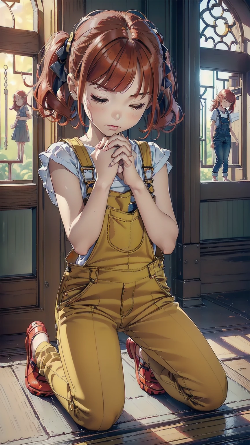arafed ddler sitting on a ledge in front of a window, wearing wheat yellow gauze, ruan jia beautiful!, 2 yewearing a yellow dress, she has a cute expressive face, with yellow cloths, she is about 2 5 years old, ed in a flower dress, she is about 30 years old, jinyiwei