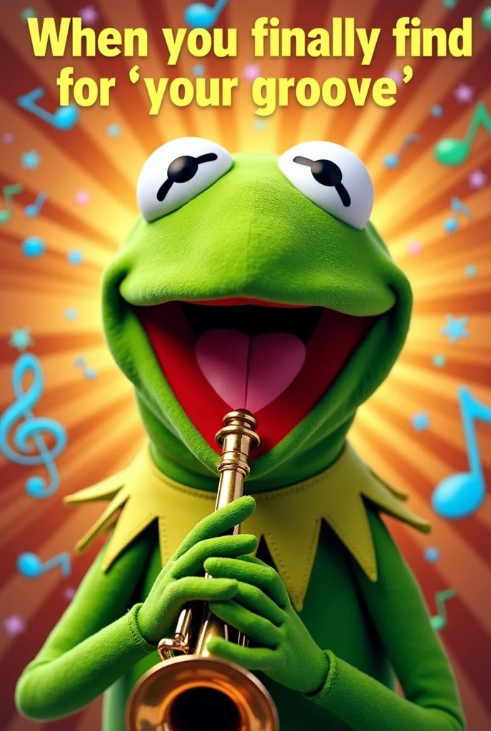 Use the green frog meme, Kermit and make a meme of him playing the horn, it&#39;s really funny because it&#39;s supposed to be a meme