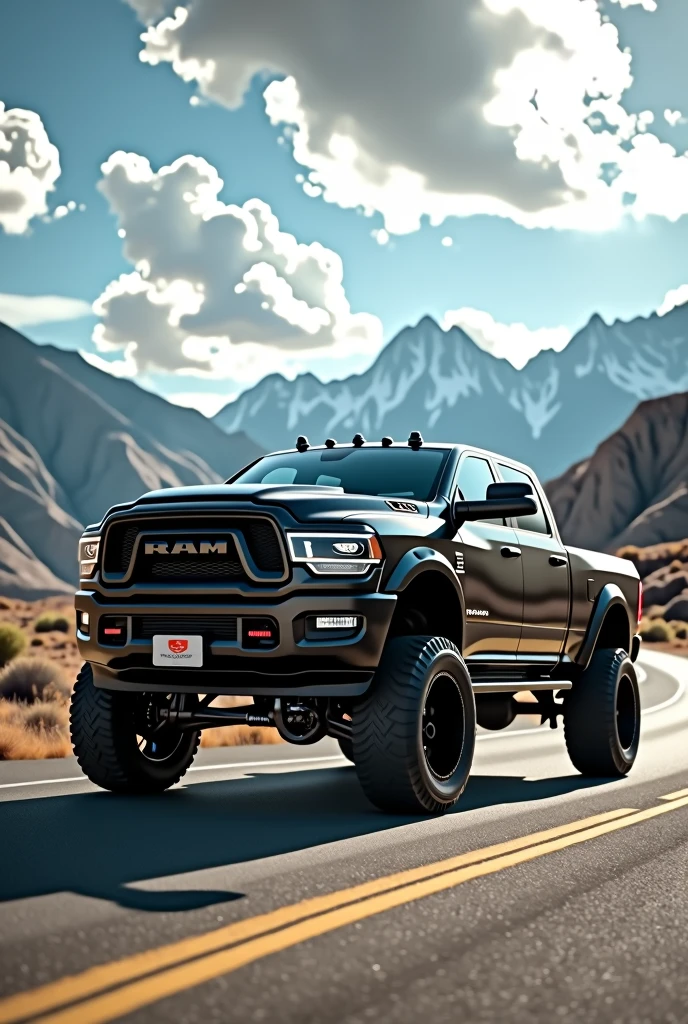 Long:Imported black wheels, RAM initials  