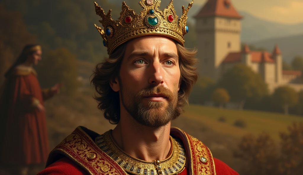 Realistic portrait, front facing of St. Louis IX