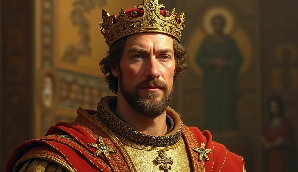 Realistic portrait, front facing of St. Louis IX