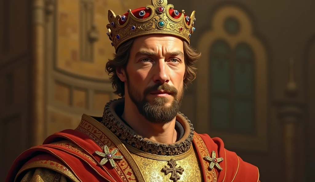 Realistic portrait, front facing of St. Louis IX