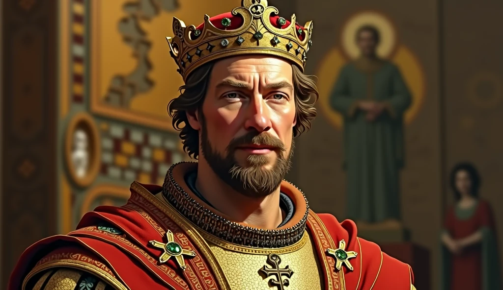 Realistic portrait, front facing of St. Louis IX