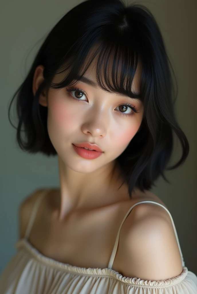 ((best qualityer)), ((work of art)), ((realisitic)), ((best qualityer)), ((work of art)), ((realisitic)), high qualiy, 4K, framed, Close-up portrait of a woman with black cropped hair and a pleated skirt, renderização fotorrealisitic de garota, Cute rendering of a girl, April rendering, vtuber anime full body model, full body xianxia, live2d virtual youtuber model, Retrato realisitic de corpo inteiro estilo realisitic, corpo inteiro fotorrealisitic, original, extremely detalheed 8K, flawless face, perfects eyes, symmetrical body shape,ssmile, in a natural and casual style at eye level, scenic, work of art, (high resolution)
