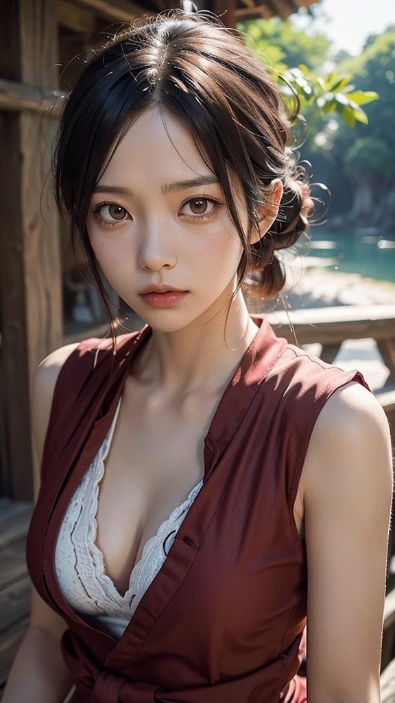 Portrait of Monkey D. Luffy from ONE PIECE, Japanese anime, anime character, realistic human, raw photo, high-definition, photography, ultra-photorealistic, style with Nikon D850, focusing on realistic details and expressions, –ar 9:16 –v 6.0