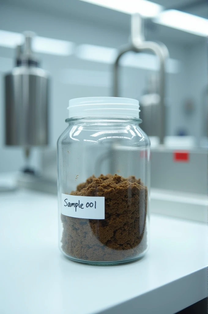 Stool collection jar with feces inside