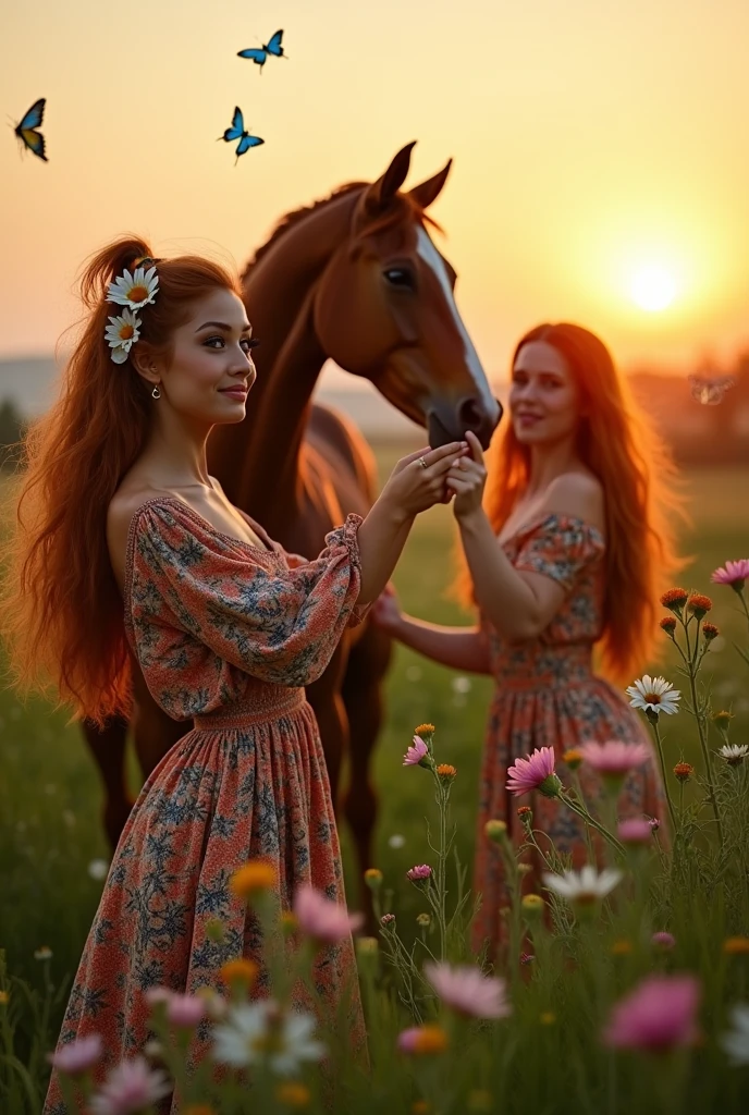 Woman wanting to grab the horse's penis