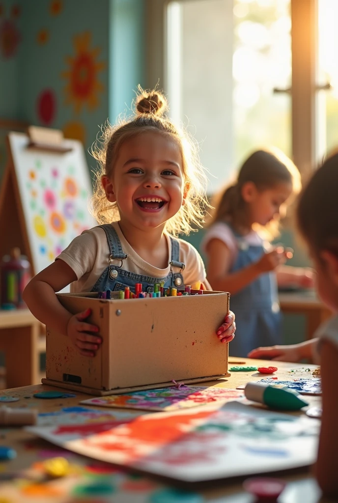 A child excited about art class