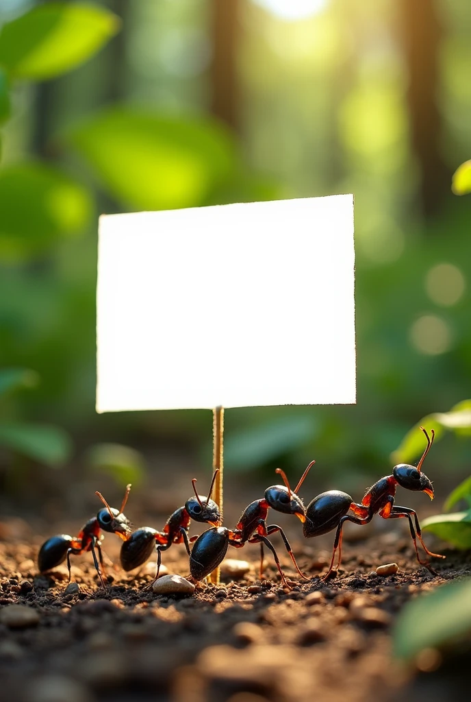 Ants holding a blank sign