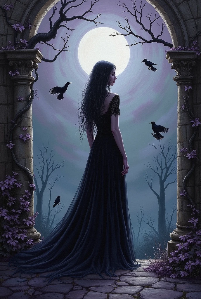 
A gothic and spooky acrylic painting 