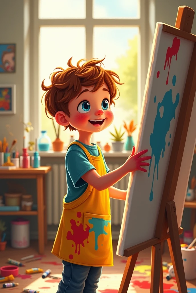A boy who is excited about art.