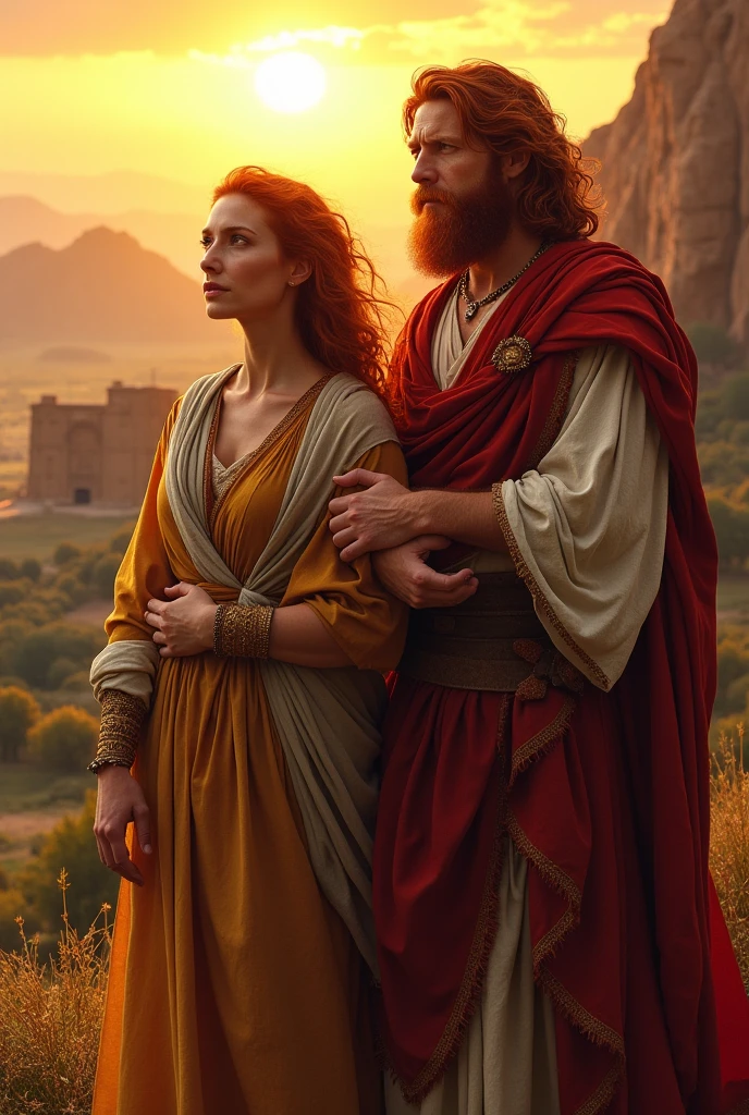 Red-haired David from the Bible, Bathsheba and her red-haired son Solomon