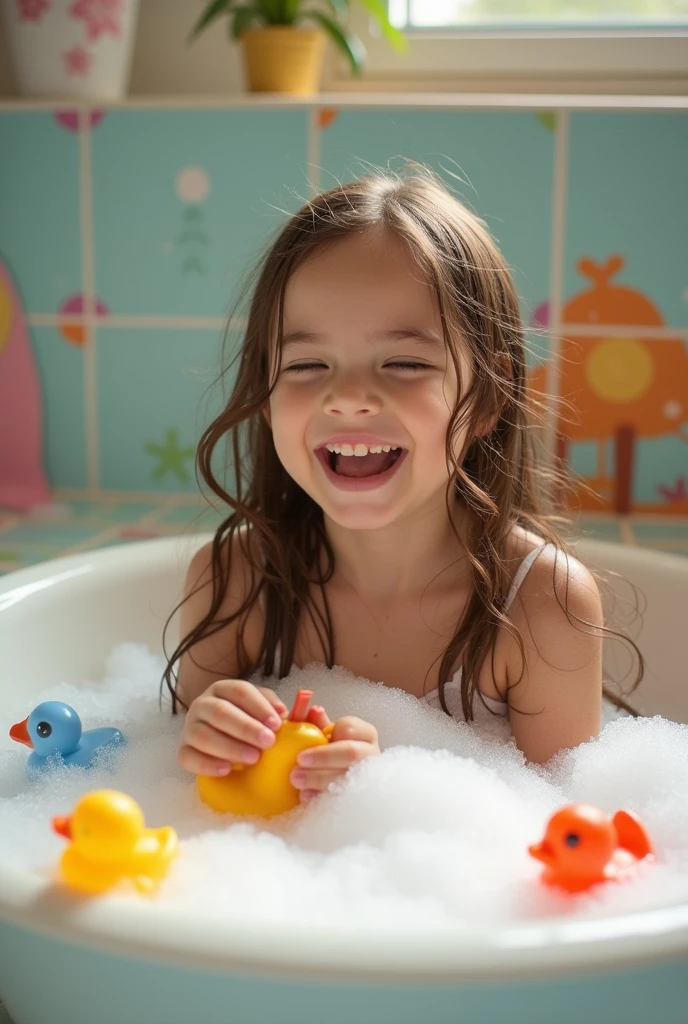 9 year old girl in the bath