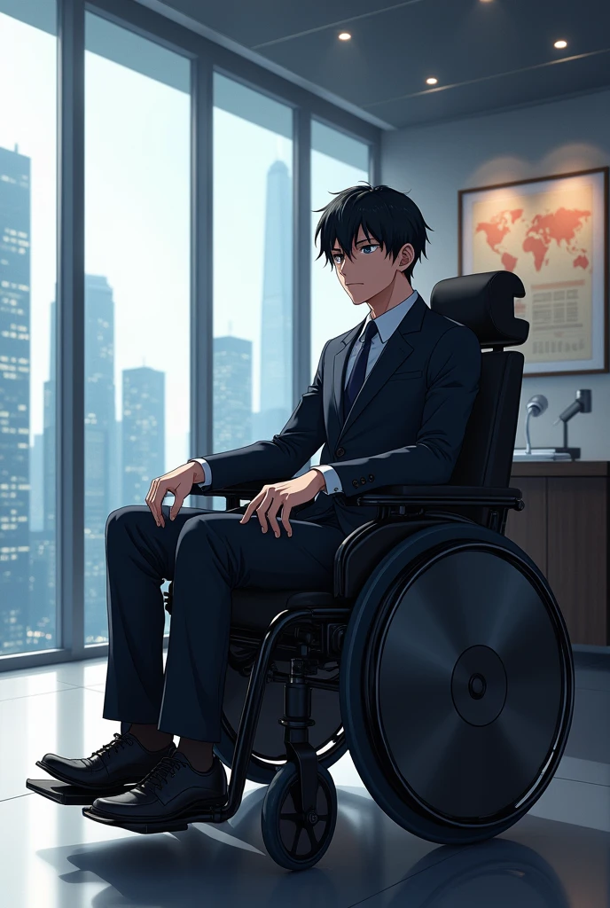 Short black hair、black eyes、Anime male、Domineering CEO、Wheelchair、Do not laugh