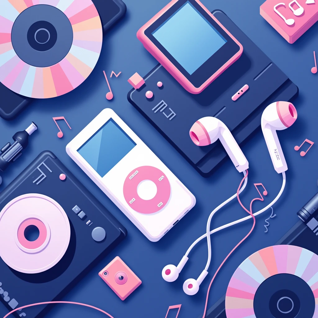 modern style,flat design,Fashion,abstract,music,Recorder,cd,earphone,music符号,Minimalist style,music元素,Pop elements,iPod,Mp3,Cool colors