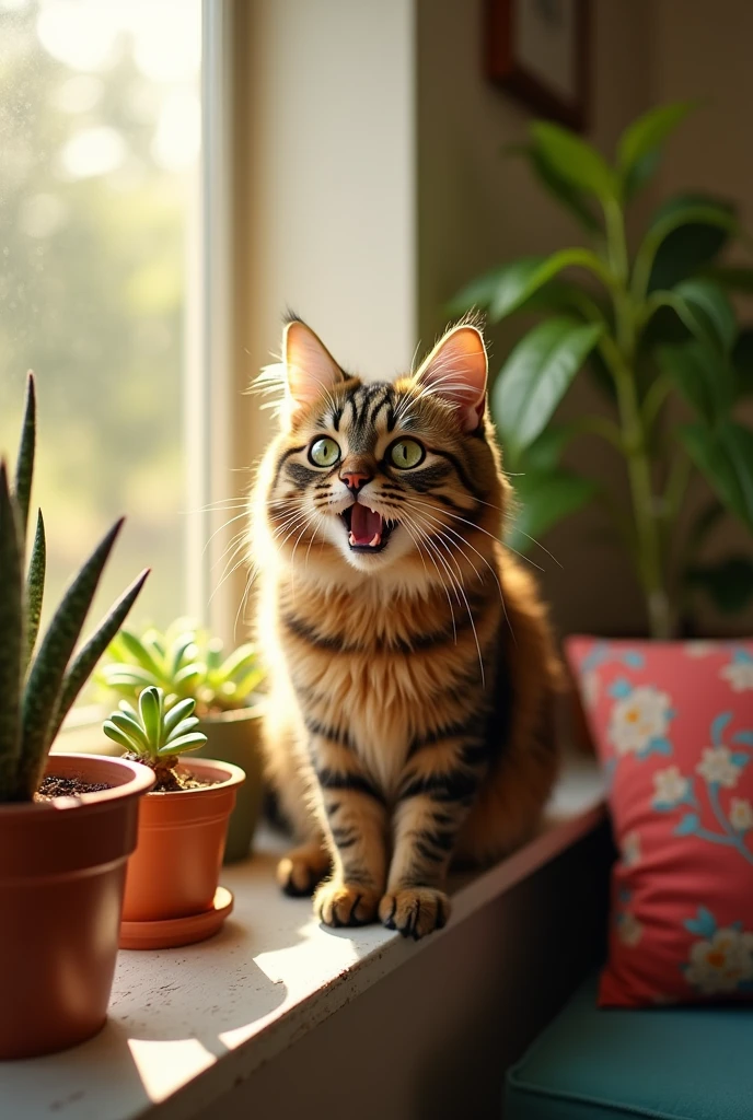 A cat that is meowing