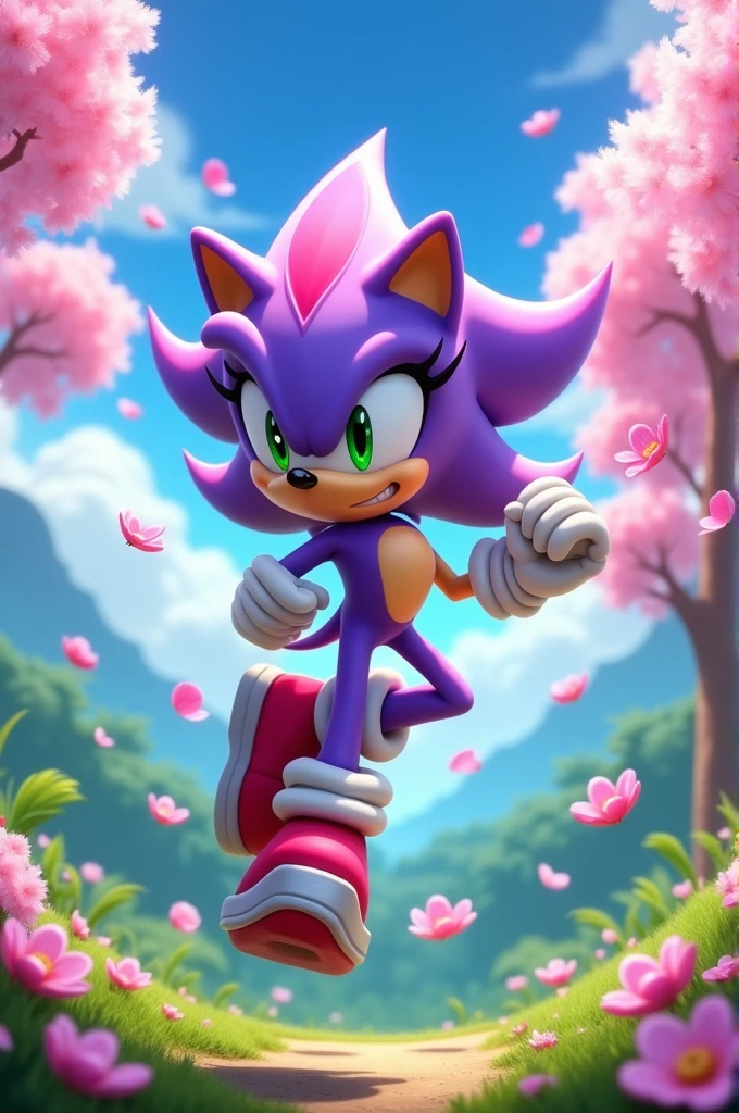 Can you make me an image of Maria Rose the Hedgehog, daughter of Shadow and Amy Rose?