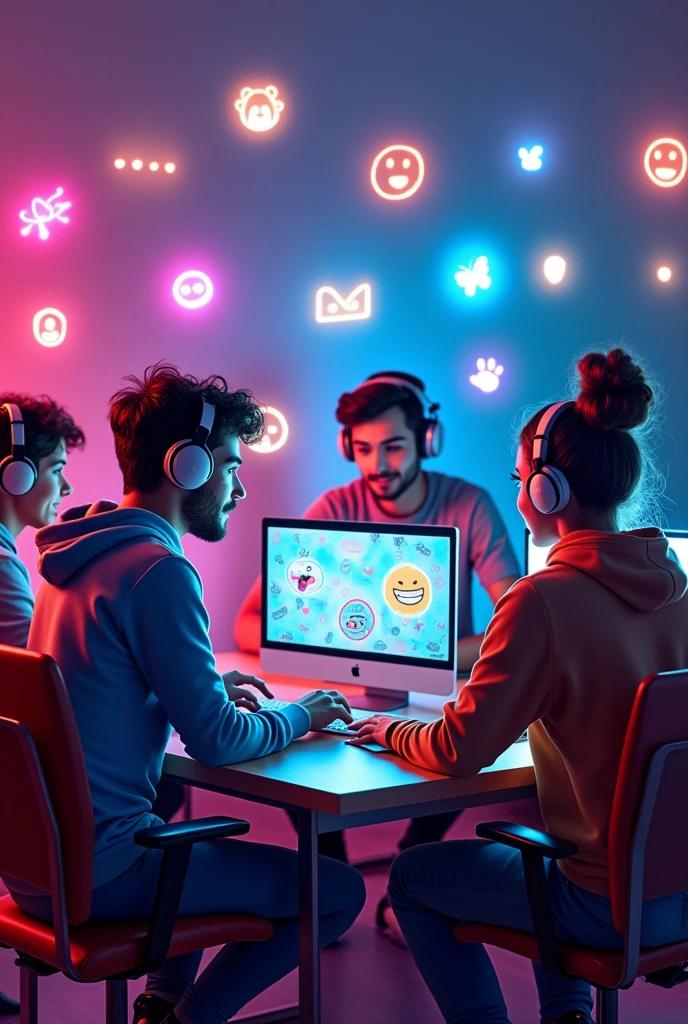 internet, role, discord, friendship, virtual environment, Do the same thing but with them on a computer as if they were chatting by message 