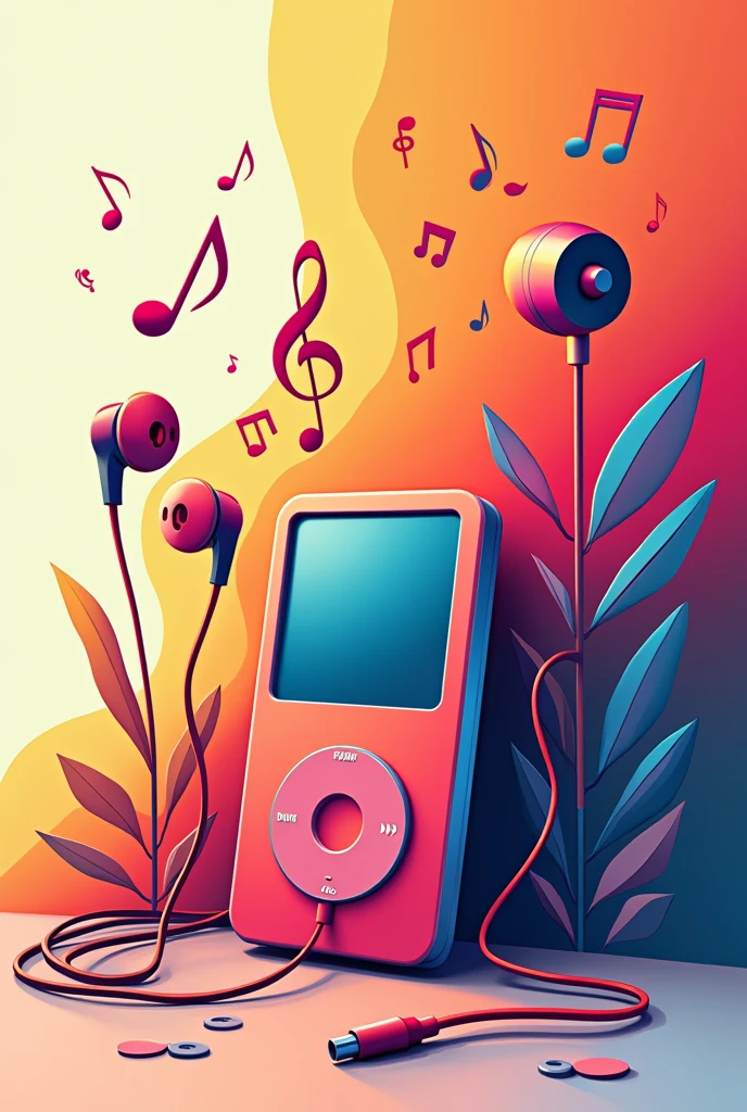 modern style,flat design,Fashion,abstract,music,Recorder,cd,earphone,music符号,Minimalist style,music元素,Pop elements,iPod,Mp3,Cool colors