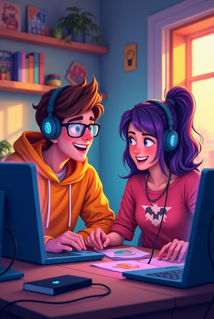 internet, role, discord, friendship, virtual environment, do the same thing but with them on a computer as if they were chatting by message, each in a different house